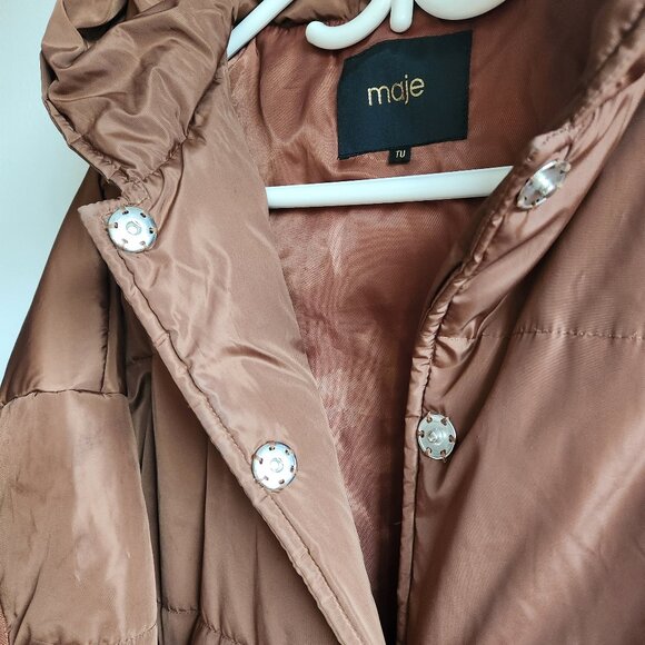 MAJE Gueli Puffer Cocoon Jacket in Mocha Mousse - OS - Picture 4 of 16